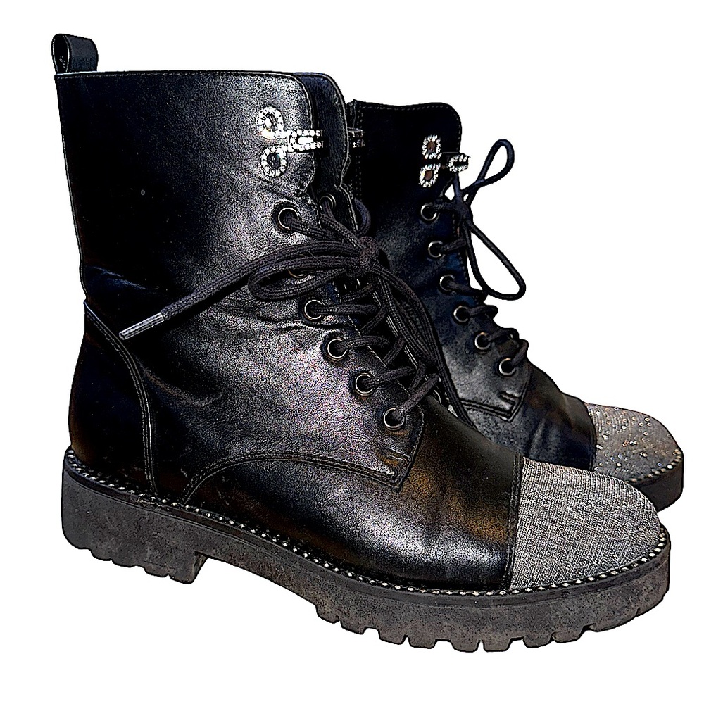 NWOT Women’s EU 39 chunky heel glitter boots